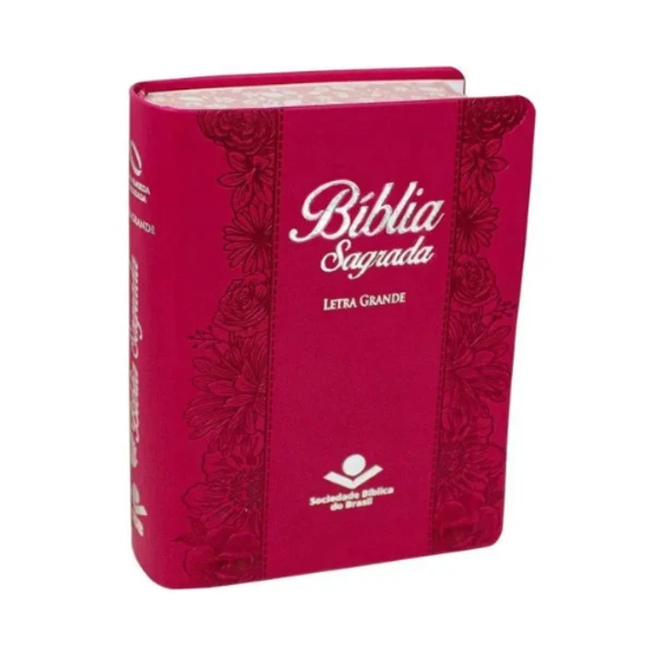 BÍBLIA LETRA GRANDE CAPA PINK COM FLOR