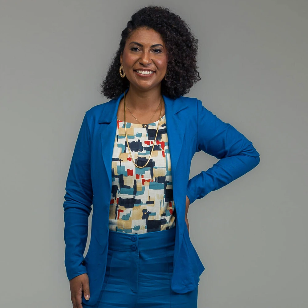 Blazer Linho com elastano - Azul