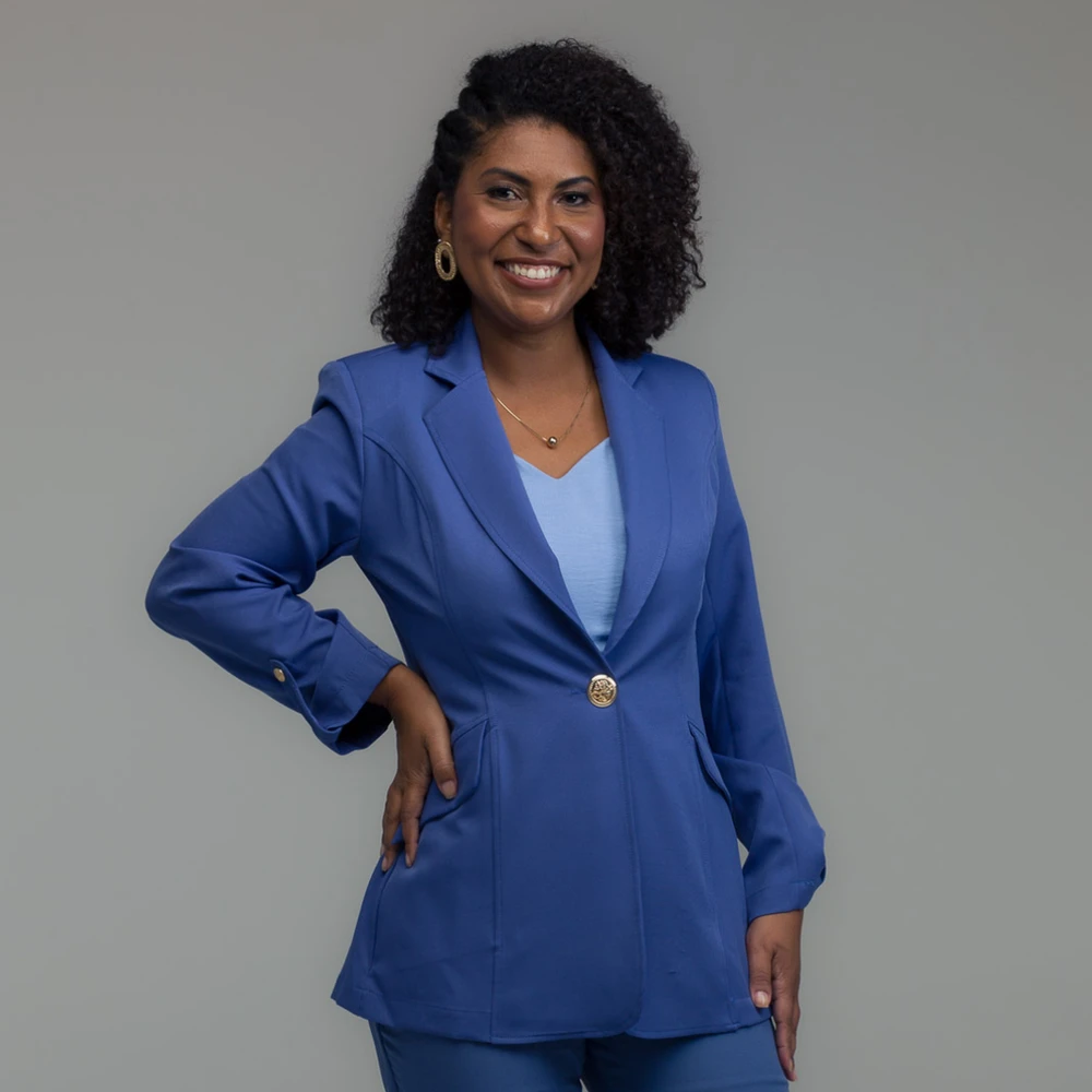 Blazer de Alfaiataria Alongado Azul
