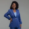 Blazer de Alfaiataria Alongado Azul