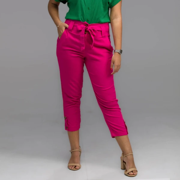 Calça Capri Linho - Rosa Chiclete