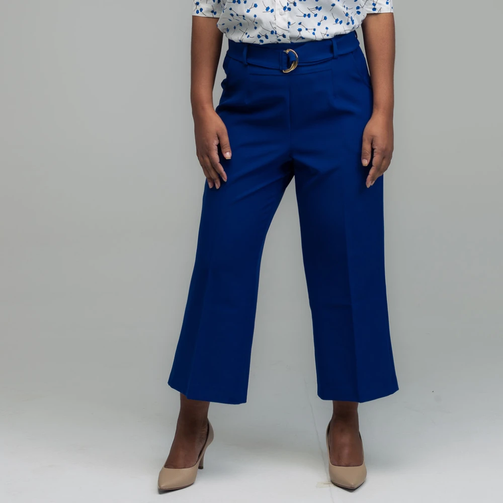 Calça Pantacourt Alfaiataria Azul