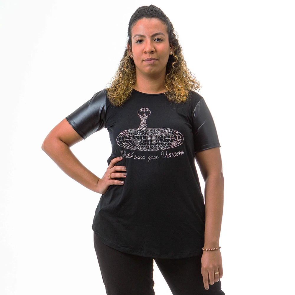 Camisa MQV Manga Cirre Strass