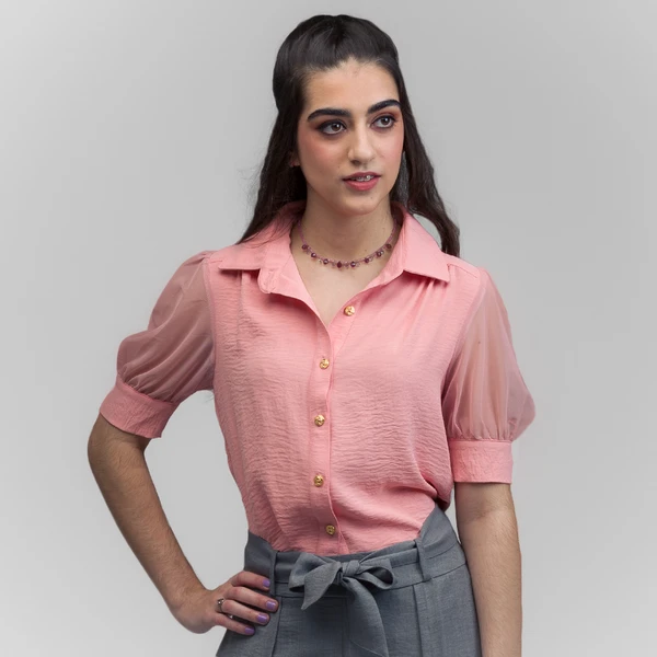 Camisa Tule salmão