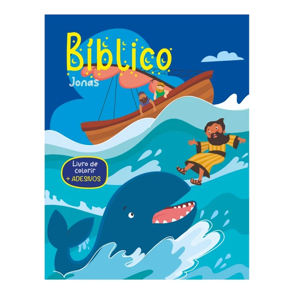 Livro de Colorir Infantil com Adesivos: Jonas
